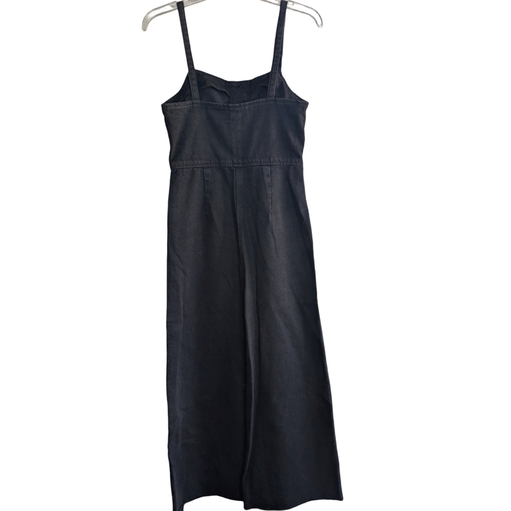 Topshop MOTO Black Denim Wide Leg Jumpsuit Overalls Size 4 - Picture 8 of 12